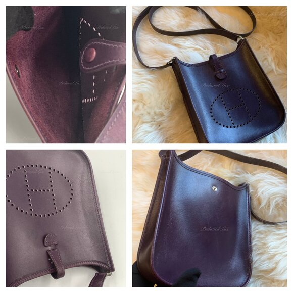 Authentic HERMES Purple Epsom Mini Evelyne TPM Crossbody Bag - Picture 13 of 15
